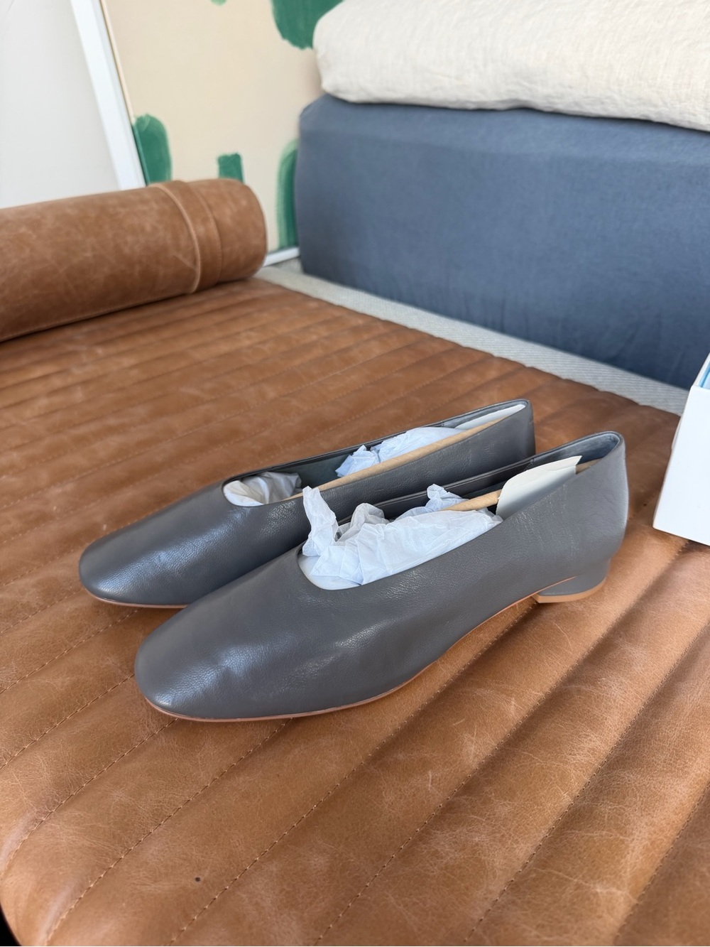Jeffrey Campbell Classic Gray Leather Women’s ballet Flats